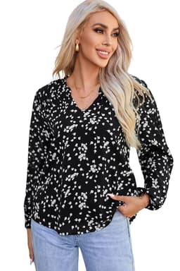 image-Pink Split Neck Fall Printed Crinkled Blouse