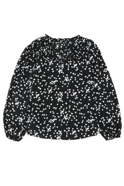 image-Pink Split Neck Fall Printed Crinkled Blouse