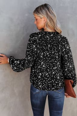 image-Pink Split Neck Fall Printed Crinkled Blouse