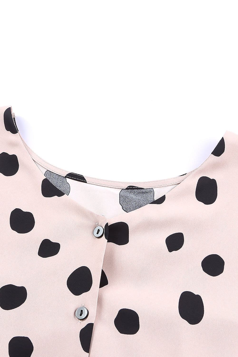 image-Pink Button Frill Cuffs Oversize Puff Sleeve Blouse