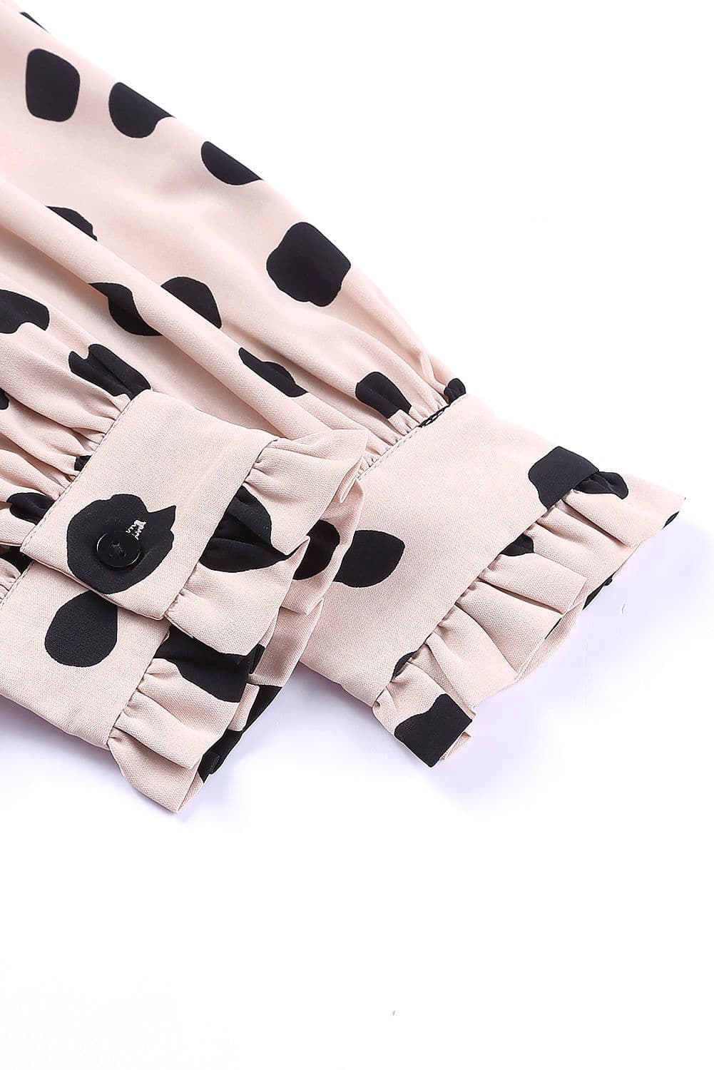 image-Pink Button Frill Cuffs Oversize Puff Sleeve Blouse