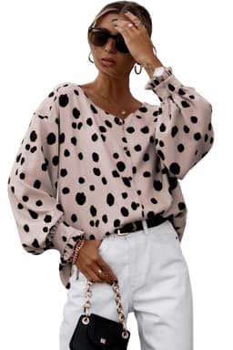 image-Pink Button Frill Cuffs Oversize Puff Sleeve Blouse
