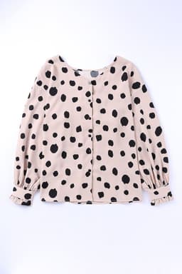 image-Pink Button Frill Cuffs Oversize Puff Sleeve Blouse
