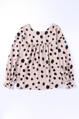 image-Pink Button Frill Cuffs Oversize Puff Sleeve Blouse