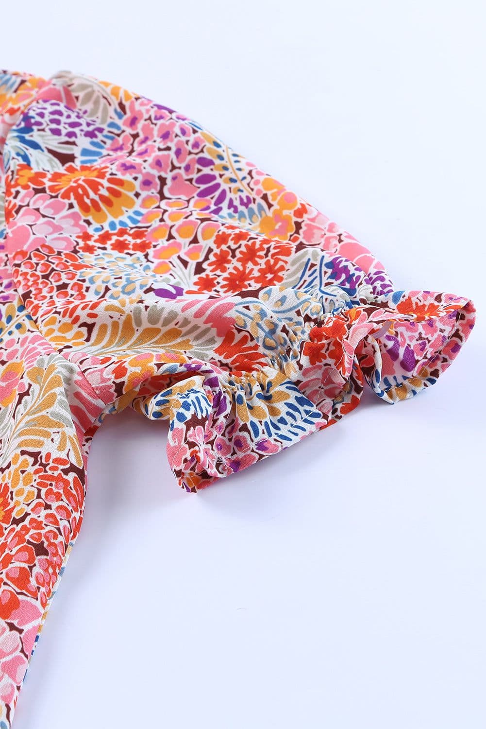 image-Multicolor Mix Floral Pattern Bubble Sleeve Blouse