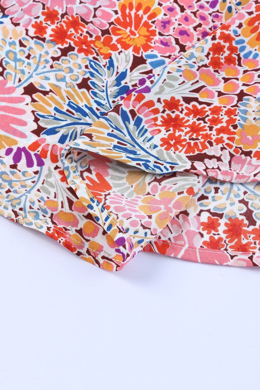 image-Multicolor Mix Floral Pattern Bubble Sleeve Blouse