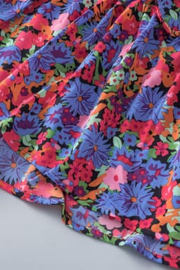 image-Multicolor Floral Print Ruffle Tiered Short Sleeve Babydoll Top