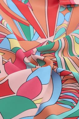 image-Multicolor Boho Abstract Pattern Split V Neck Flowy Blouse