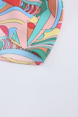 image-Multicolor Boho Abstract Pattern Split V Neck Flowy Blouse