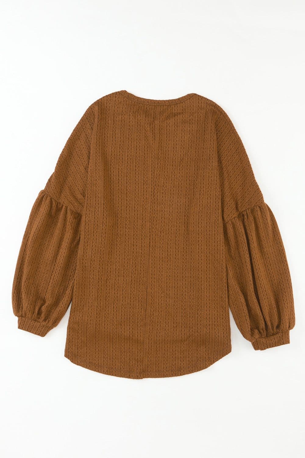 image-Black Faux Knit Jacquard Puffy Long Sleeve Top