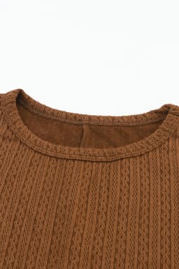 image-Black Faux Knit Jacquard Puffy Long Sleeve Top