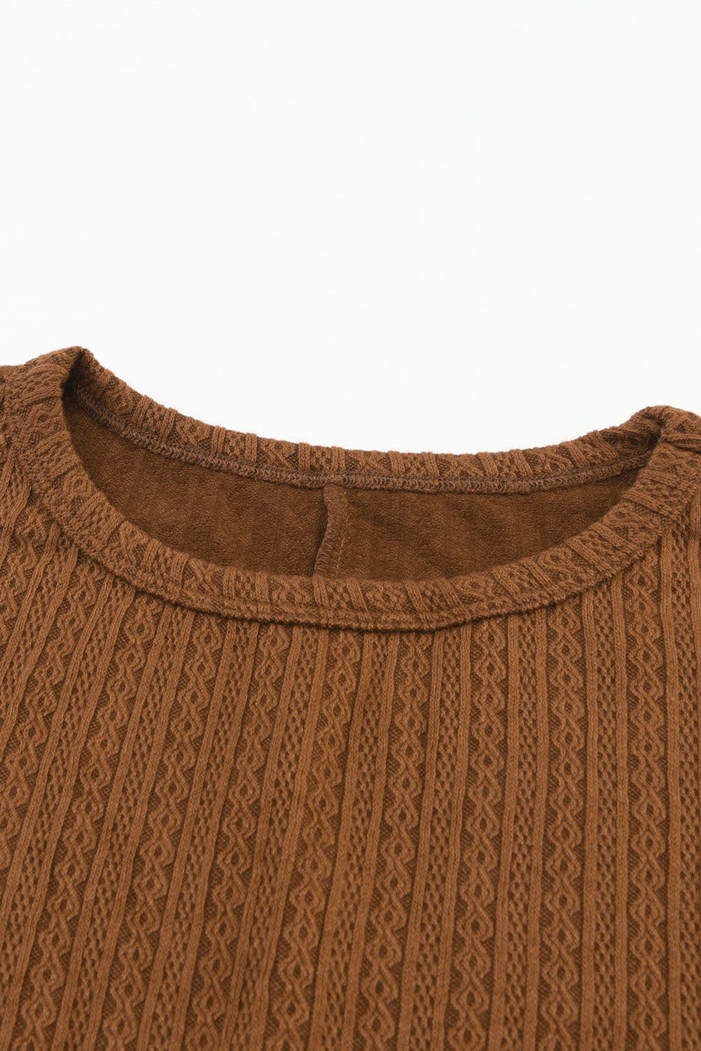 image-Black Faux Knit Jacquard Puffy Long Sleeve Top