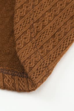 image-Black Faux Knit Jacquard Puffy Long Sleeve Top