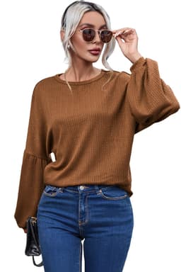 image-Black Faux Knit Jacquard Puffy Long Sleeve Top