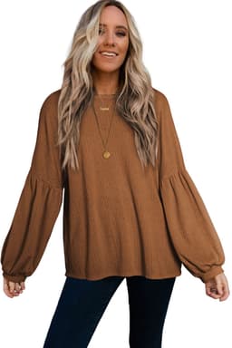image-Black Faux Knit Jacquard Puffy Long Sleeve Top