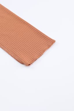 image-Brown Expose Seam Color Block Ribbed Knit Top