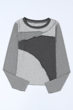 image-Brown Expose Seam Color Block Ribbed Knit Top