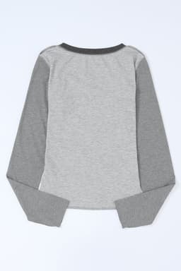 image-Brown Expose Seam Color Block Ribbed Knit Top