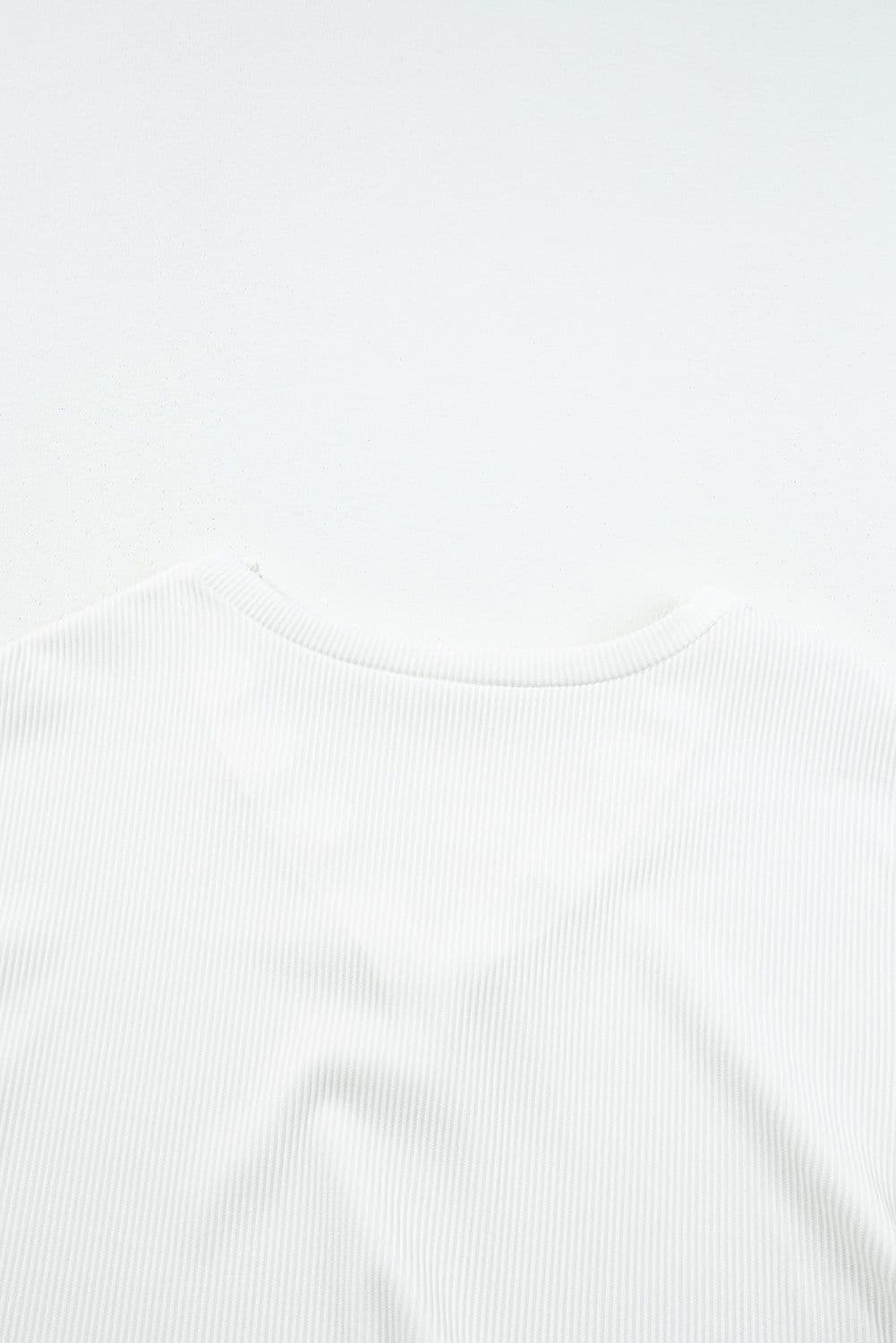 image-Apricot Ribbed Texture Lace Trim V Neck Long Sleeve Top