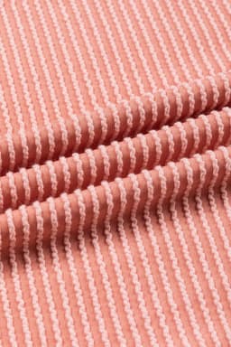 image-Pink Color Block Long Sleeve Ribbed Loose Top