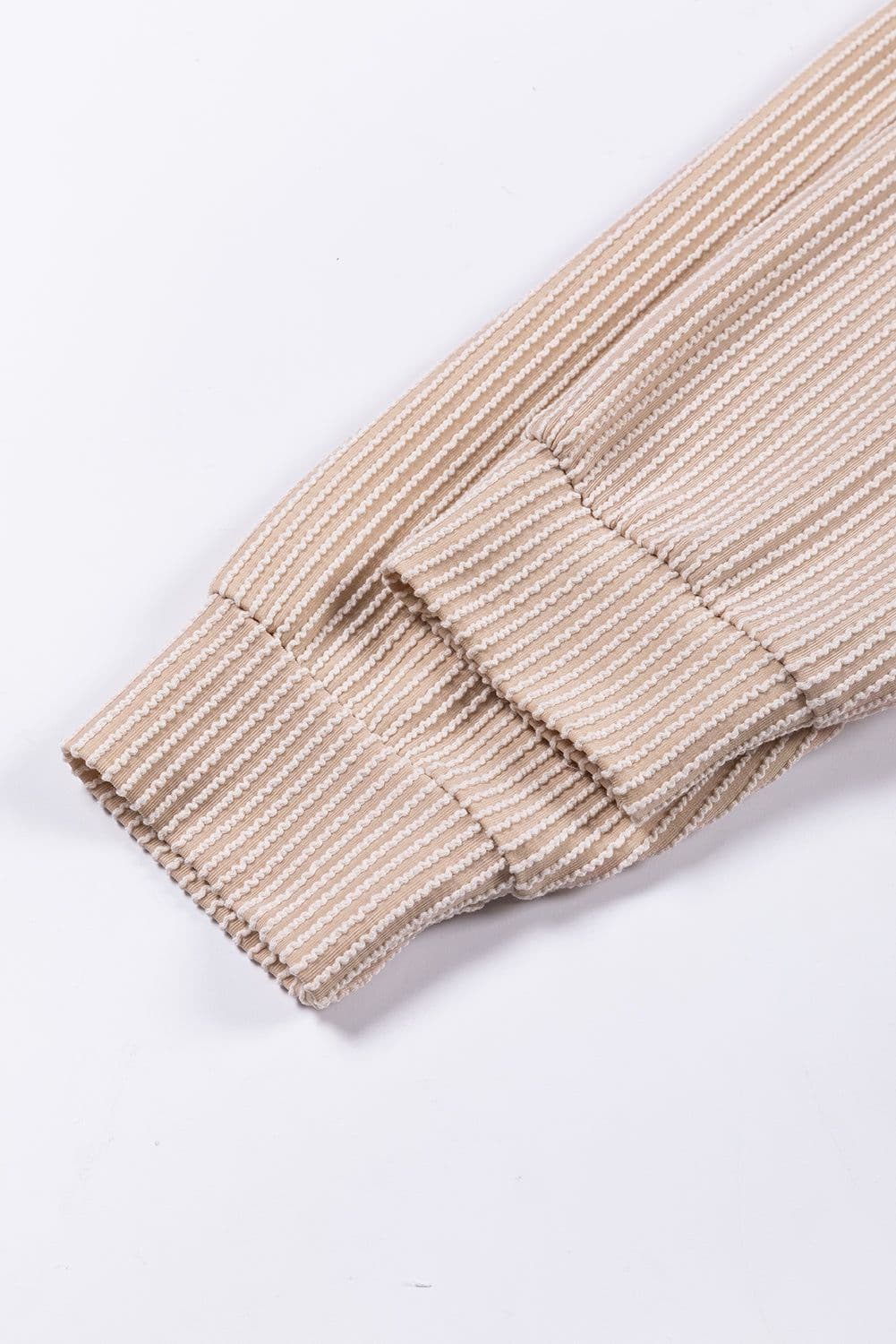 image-Pink Color Block Long Sleeve Ribbed Loose Top