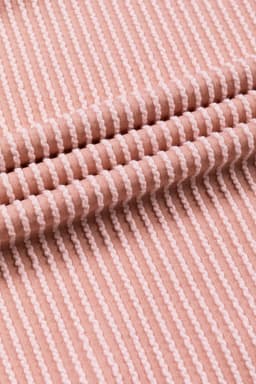 image-Pink Color Block Long Sleeve Ribbed Loose Top