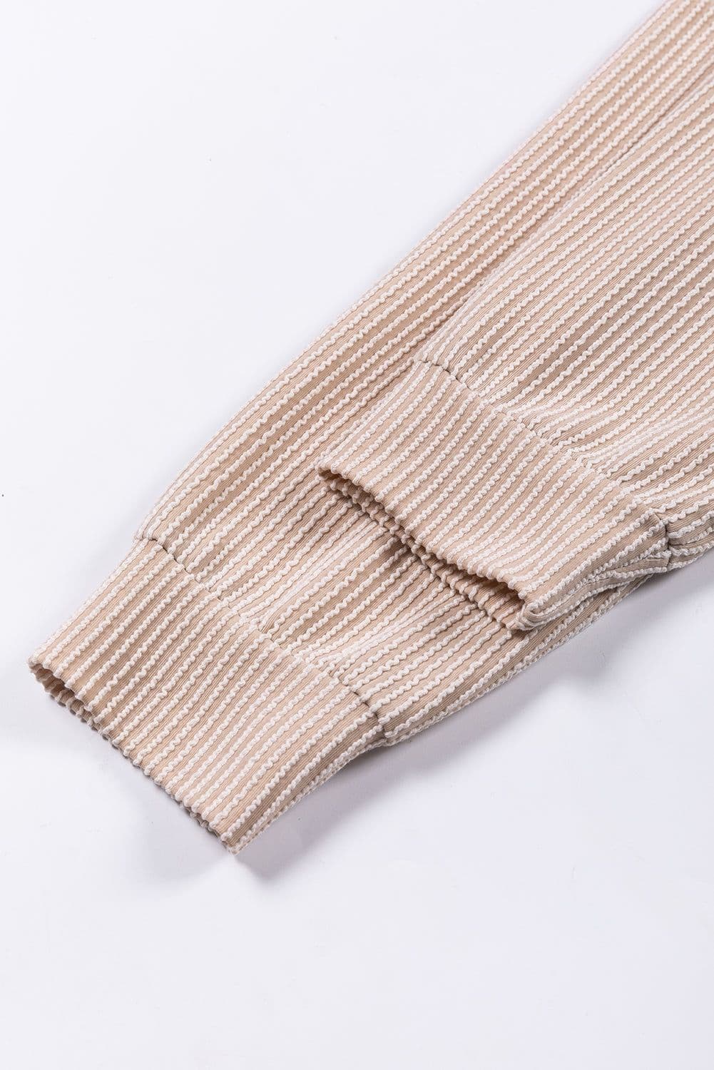 image-Pink Color Block Long Sleeve Ribbed Loose Top