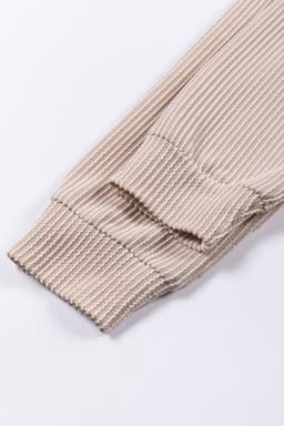 image-Pink Color Block Long Sleeve Ribbed Loose Top