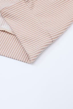 image-Pink Color Block Long Sleeve Ribbed Loose Top