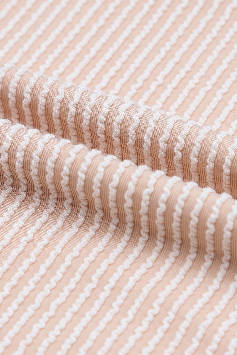 image-Pink Color Block Long Sleeve Ribbed Loose Top