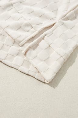 image-Beige Solid Textured Thumbhole Sleeve Top