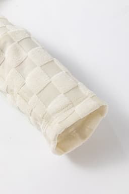 image-Beige Solid Textured Thumbhole Sleeve Top