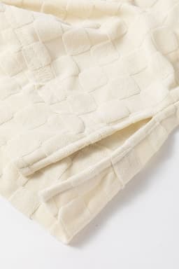 image-Beige Solid Textured Thumbhole Sleeve Top