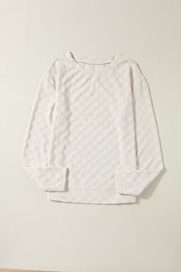 image-Beige Solid Textured Thumbhole Sleeve Top