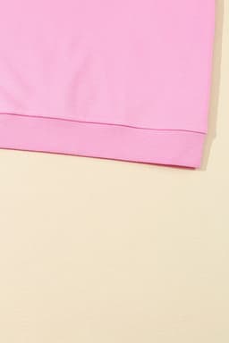 image-Pink Sequin Patchwork Long Sleeve Pullover Top