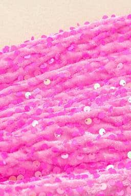 image-Pink Sequin Patchwork Long Sleeve Pullover Top