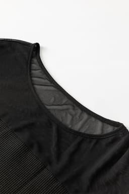 image-Black Sequin Patchwork Lantern Sleeve Blouse