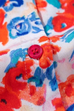 image-Red Frilled Neck Pleated Boho Floral Tank Top
