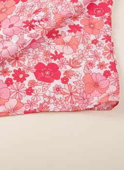 image-Pink Boho Floral V Neck Kimono Style Blouse