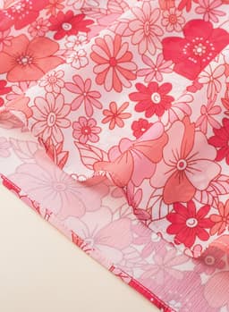 image-Pink Boho Floral V Neck Kimono Style Blouse