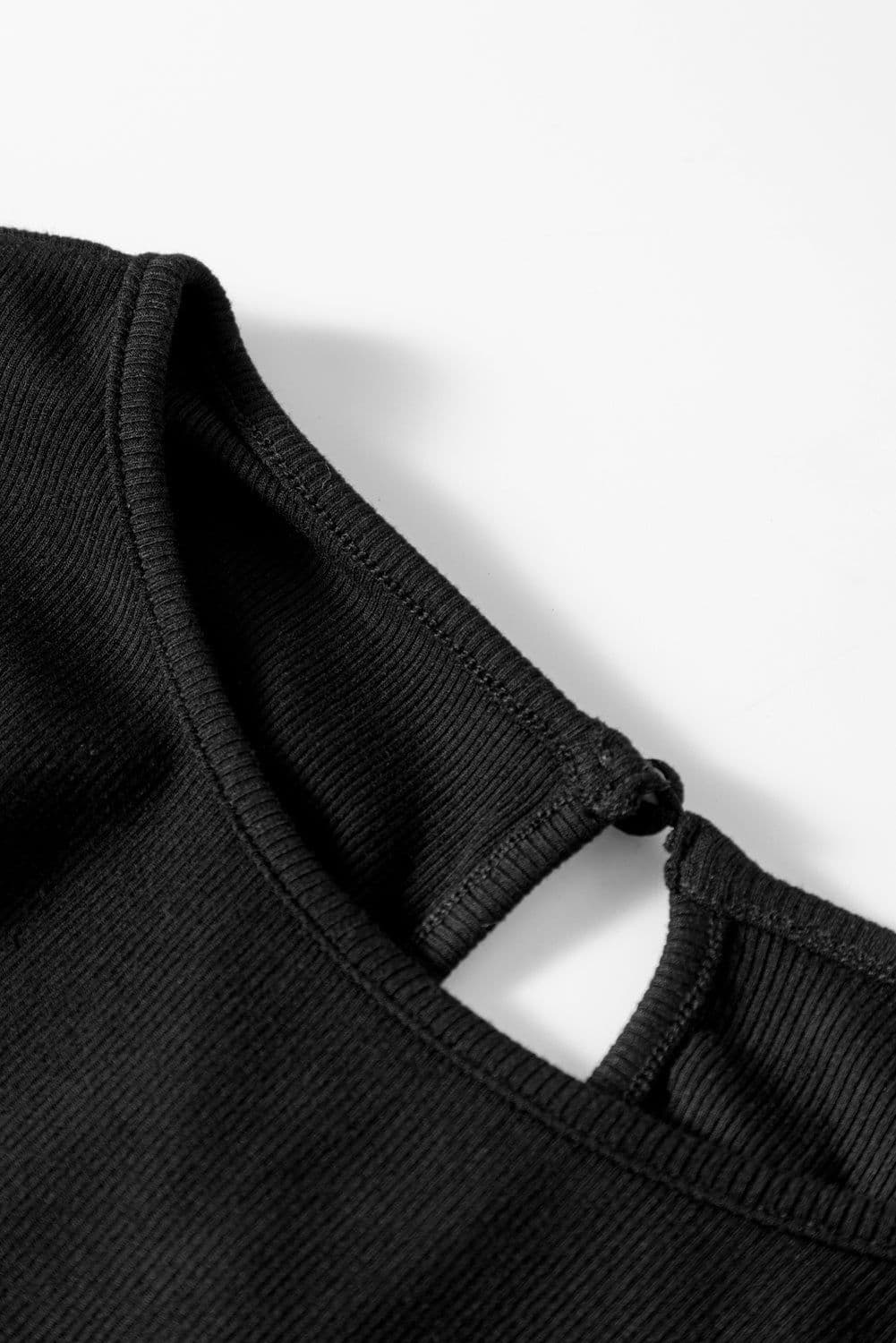 image-Black Star Sequin Splicing Half Sleeve Top