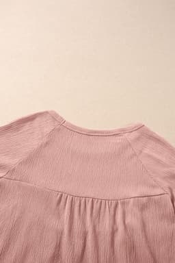 image-Pink Solid Short Sleeve Ruffle Hem Top