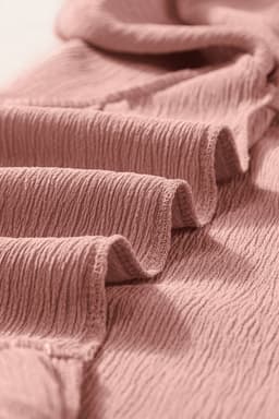 image-Pink Solid Short Sleeve Ruffle Hem Top