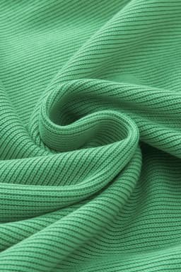 image-Green Ribbed Knit Puffy Ruffle Sleeve Blouse