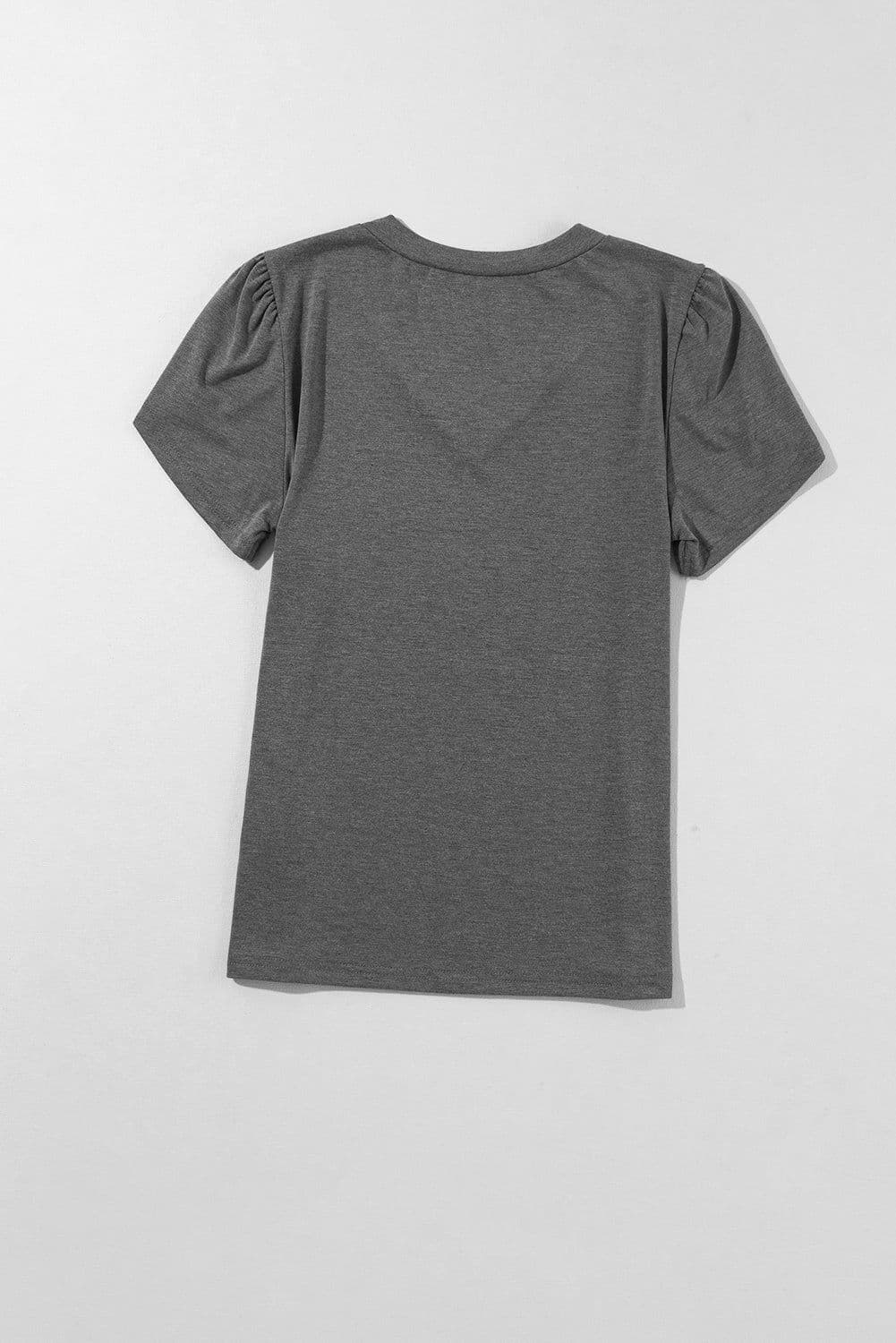 image-Rose Tan Fashion Petal Sleeve V Neck T Shirt