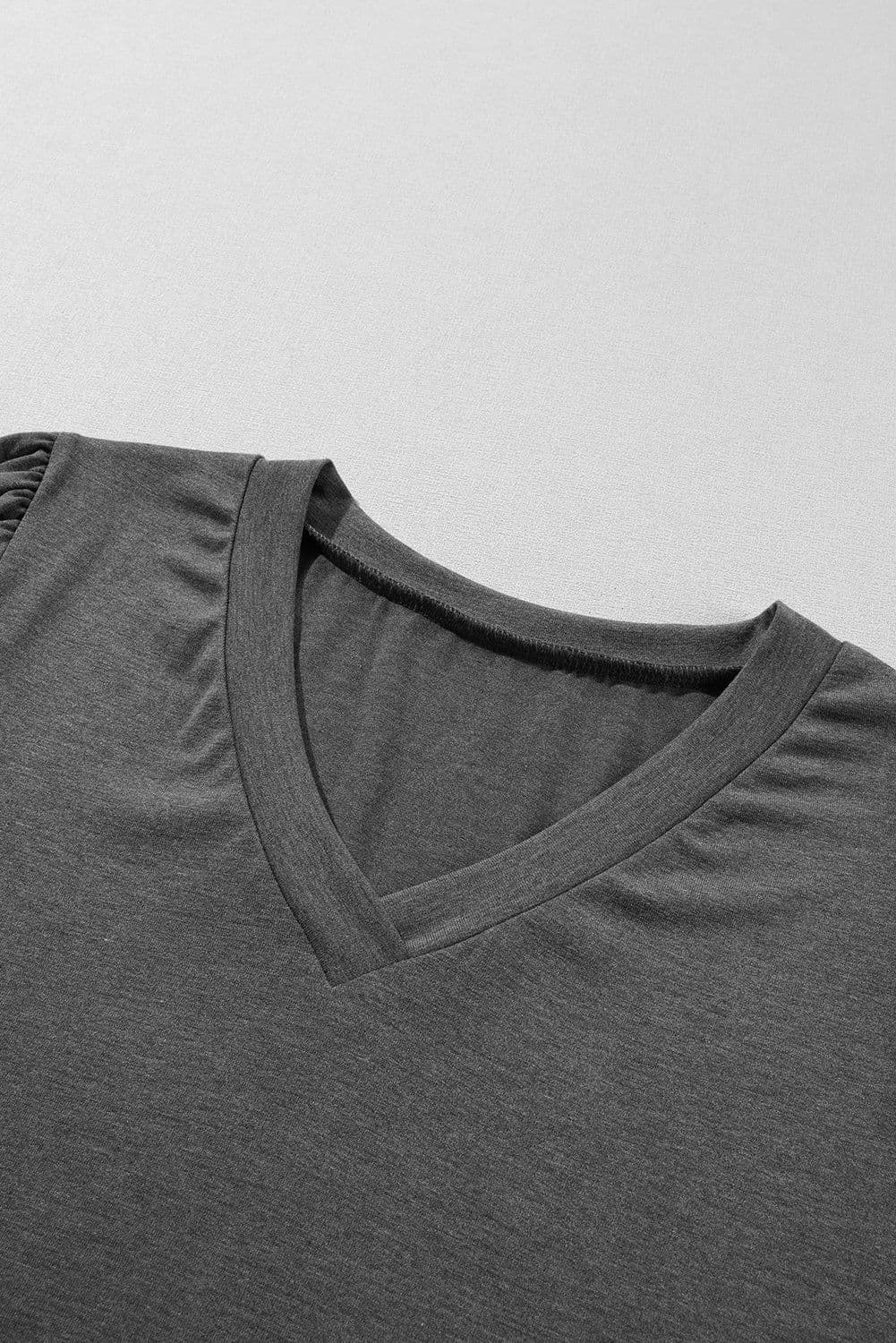 image-Rose Tan Fashion Petal Sleeve V Neck T Shirt