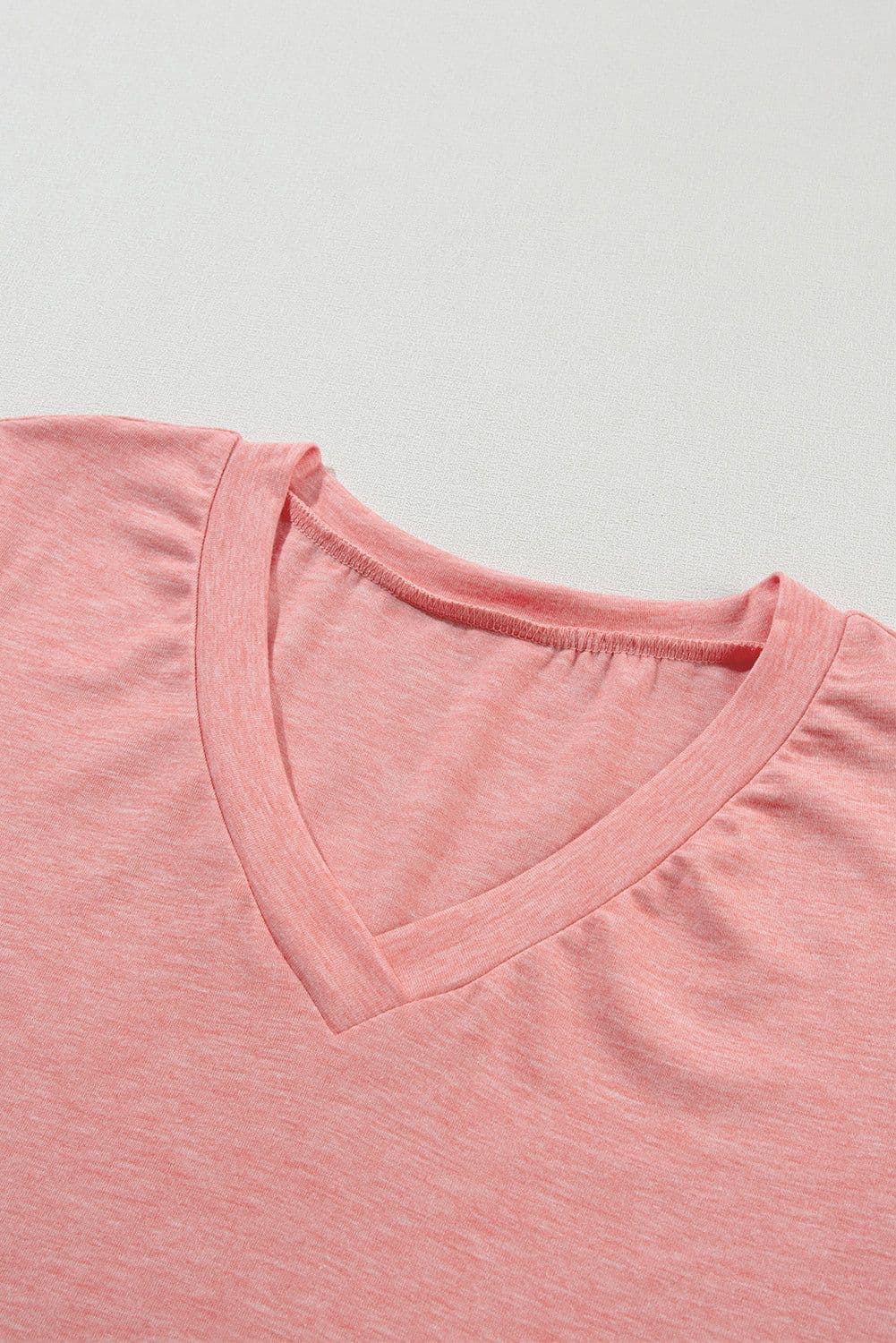 image-Rose Tan Fashion Petal Sleeve V Neck T Shirt