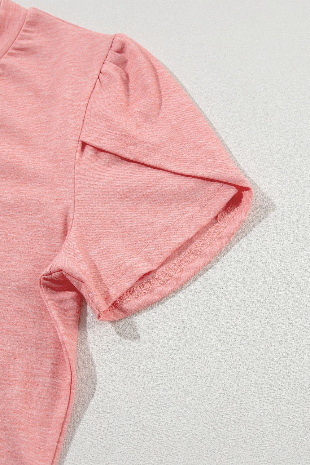 image-Rose Tan Fashion Petal Sleeve V Neck T Shirt