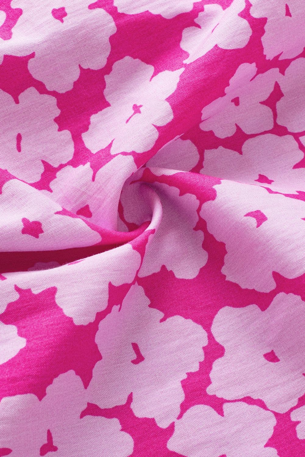 image-Pink Floral Contrast Ric Rac Layered Ruffle Sleeve Blouse