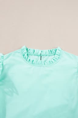 image-Beau Blue Layered Ric Rac Cap Sleeve Filled Neck Blouse